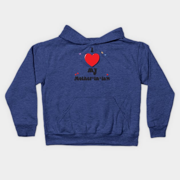 I love my mother in law heart doodle hand drawn design Kids Hoodie by The Creative Clownfish